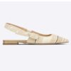 Dior Women Shoes J'Adior Slingback Ballerina Flat Two-Tone Embroidered Cotton Ribbon Flat Bow
