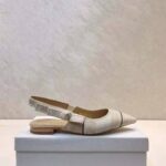 Dior Women Shoes J'Adior Slingback Ballerina Flat Two-Tone Embroidered Cotton Ribbon Flat Bow - Image 2