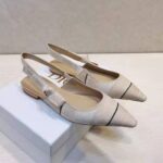 Dior Women Shoes J'Adior Slingback Ballerina Flat Two-Tone Embroidered Cotton Ribbon Flat Bow - Image 3