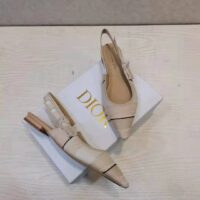 Dior Women Shoes J’Adior Slingback Ballerina Flat Two-Tone Embroidered Cotton Ribbon Flat Bow