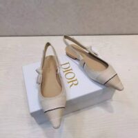 Dior Women Shoes J’Adior Slingback Ballerina Flat Two-Tone Embroidered Cotton Ribbon Flat Bow