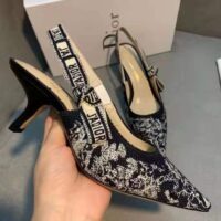 Dior Women Shoes J’Adior Slingback Pump Deep Blue Toile De Jouy Reverse Embroidered Cotton