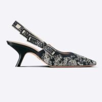 Dior Women Shoes J'Adior Slingback Pump Deep Blue Toile De Jouy Reverse Embroidered Cotton