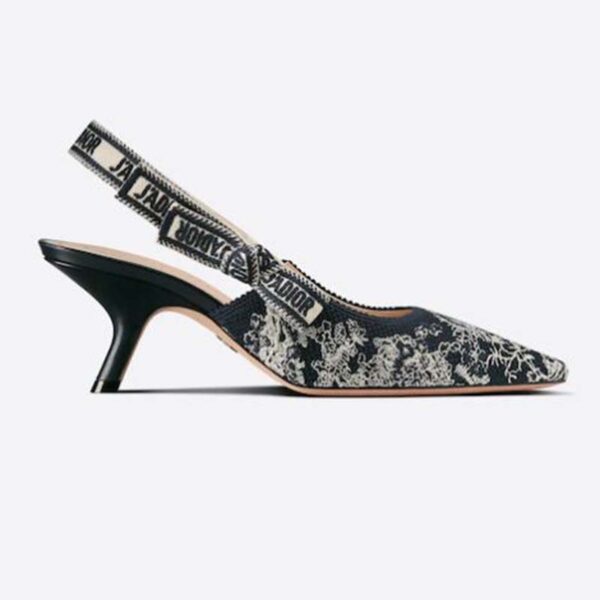 Dior Women Shoes J’Adior Slingback Pump Deep Blue Toile De Jouy Reverse Embroidered Cotton