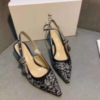 Dior Women Shoes J’Adior Slingback Pump Deep Blue Toile De Jouy Reverse Embroidered Cotton