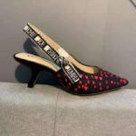 Dior Women Shoes J'Adior Slingback Pump Navy Blue Red Hearts I Love Paris Embroidered Cotton - Image 2