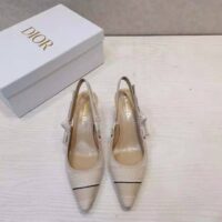 Dior Women Shoes J’Adior Slingback Pump Two-Tone Embroidered Cotton Ribbon Flat Bow