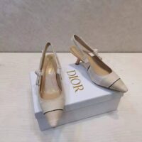 Dior Women Shoes J’Adior Slingback Pump Two-Tone Embroidered Cotton Ribbon Flat Bow