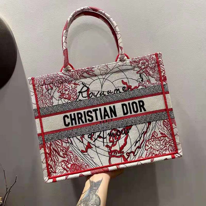 Dior Red & Off-White Checkered Small Book Tote – Encore Plus