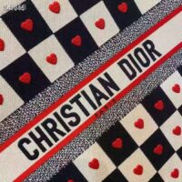 Dior Women Small Dioramour Dior Book Tote Black White Red D-Chess Heart Embroidery