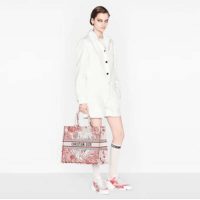 Dior Women Small Dioramour Dior Book Tote Red White D-Royaume D’Amour Embroidery