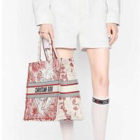 Dior Women Small Dioramour Dior Book Tote Red White D-Royaume D’Amour Embroidery