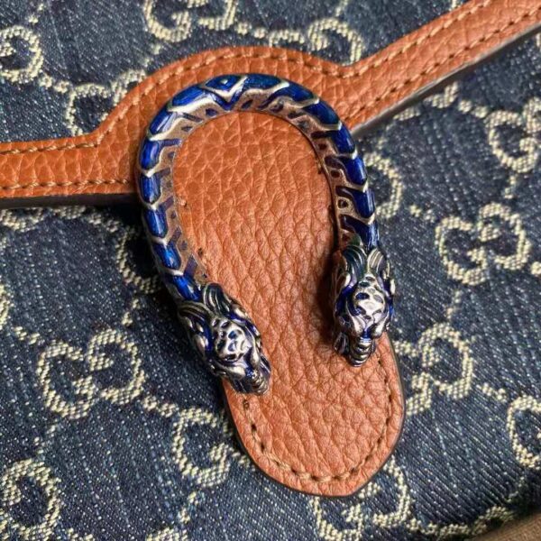 Gucci GG Unisex Dionysus Mini Chain Bag Dark Blue Ivory Eco Washed Organic GG Jacquard Denim (7)
