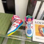 Gucci GG Unisex Gucci Basket Sneaker Blue and Grey Mesh Rubber Interlocking G Patch - Bild 7