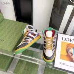 Gucci GG Unisex Gucci Basket Sneaker Red Mesh Rubber Interlocking G Patch Reflective Trim – Image 5