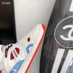 Gucci GG Unisex Gucci Basket Sneaker White and Red Mesh Rubber Interlocking G Patch – Image 10