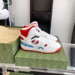Gucci GG Unisex Gucci Basket Sneaker White and Red Mesh Rubber Interlocking G Patch – Image 2