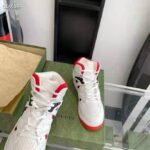 Gucci GG Unisex Gucci Basket Sneaker White and Red Mesh Rubber Interlocking G Patch – Image 8