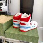 Gucci GG Unisex Gucci Basket Sneaker White and Red Mesh Rubber Interlocking G Patch – Image 7