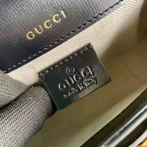 Gucci GG Unisex Gucci Horsebit 1955 Mini Bag Black Leather Green and Red Web (1)