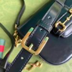 Gucci GG Unisex Gucci Horsebit 1955 Mini Bag Black Leather Green and Red Web - immagine 9