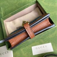 Gucci GG Unisex Jackie 1961 Card Case Wallet Dark Blue Ivory Eco Washed Organic GG Jacquard Denim