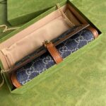 Gucci GG Unisex Jackie 1961 Chain Wallet Dark Blue Ivory Eco Washed Organic GG Jacquard Denim – Bild 6