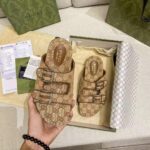 Gucci GG Unisex Slide Sandal with Straps Beige and Ebony Original GG Canvas - Imagen 7