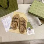 Gucci GG Unisex Slide Sandal with Straps Beige and Ebony Original GG Canvas - Imagen 4