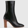 Gucci GG Women Ankle Boot with Interlocking G Black Leather 9 cm Heel