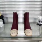 Gucci GG Women Ankle Boot with Interlocking G Maroon Leather 9 cm Heel - immagine 2