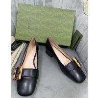 Gucci GG Women Ballet Flat with Bamboo Buckle Black Leather