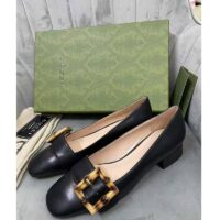 Gucci GG Women Ballet Flat with Bamboo Buckle Black Leather