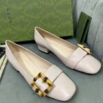 Gucci GG Women Ballet Flat with Bamboo Buckle White Leather - Image 3