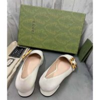 Gucci GG Women Ballet Flat with Bamboo Buckle White Leather