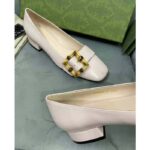 Gucci GG Women Ballet Flat with Bamboo Buckle White Leather - Image 15