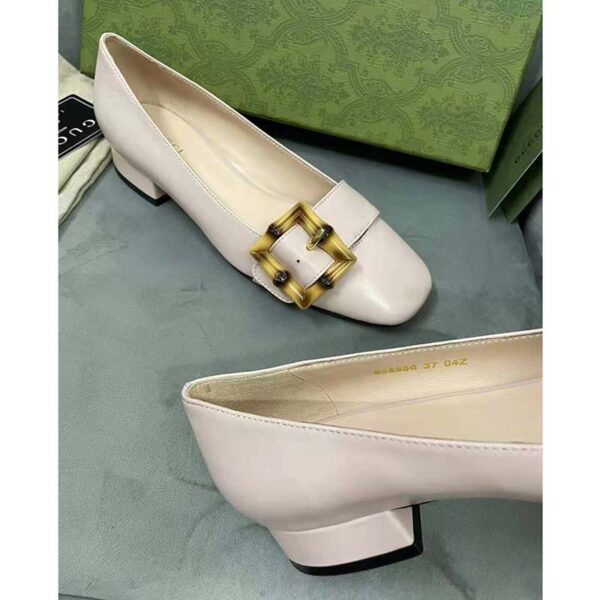 Gucci GG Women Ballet Flat with Bamboo Buckle White Leather (14)