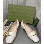 Gucci GG Women Ballet Flat with Bamboo Buckle White Leather - Image 10
