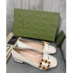 Gucci GG Women Ballet Flat with Bamboo Buckle White Leather - Image 4