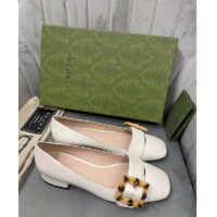 Gucci GG Women Ballet Flat with Bamboo Buckle White Leather