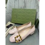 Gucci GG Women Ballet Flat with Bamboo Buckle White Leather - Image 11