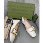 Gucci GG Women Ballet Flat with Bamboo Buckle White Leather - Image 8