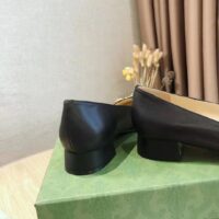 Gucci GG Women Ballet Flat with Horsebit Black Leather 3 cm Heel