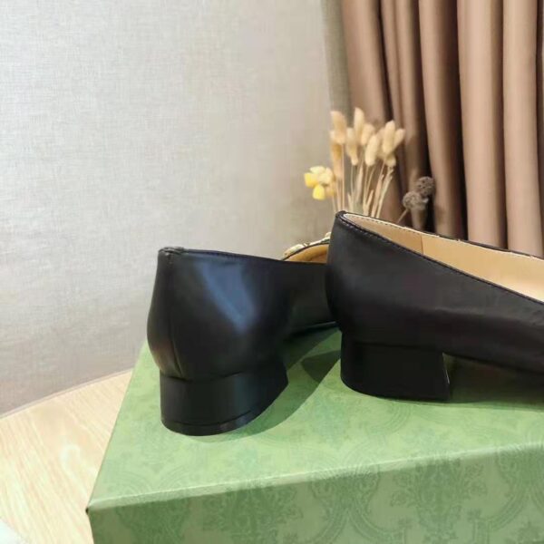 Gucci GG Women Ballet Flat with Horsebit Black Leather 3 cm Heel (5)