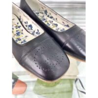 Gucci GG Women Ballet Flat with Interlocking G Black Leather 1 cm Heel