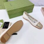 Gucci GG Women Ballet Flat with Interlocking G White Leather with Rose Gold Metallic Tip - Imagen 9