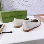 Gucci GG Women Ballet Flat with Interlocking G White Leather with Rose Gold Metallic Tip - Imagen 10