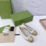 Gucci GG Women Ballet Flat with Interlocking G White Leather with Rose Gold Metallic Tip - Imagen 6