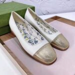 Gucci GG Women Ballet Flat with Interlocking G White Leather with Rose Gold Metallic Tip - Imagen 3