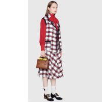 Gucci GG Women Gucci Diana Mini Tote Bag Double G Brown Leather